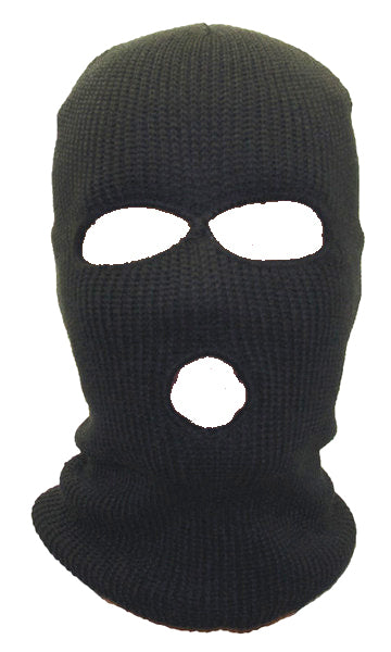 Wholesale Ski Masks | Bulk Ski Masks | Three Hole Knit  Black 3056D