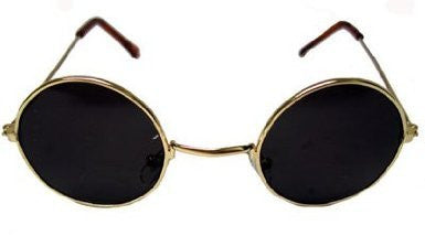 Lennon Style Sunglasses Gold Frame/ Black Lens 1087