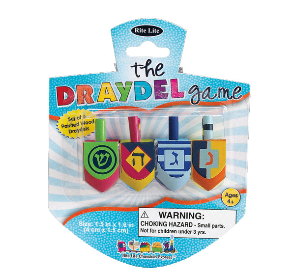 Wooden Draydel Game Channukah Set of 4 - 9215