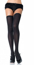 Black Opaque Thigh High Stockings