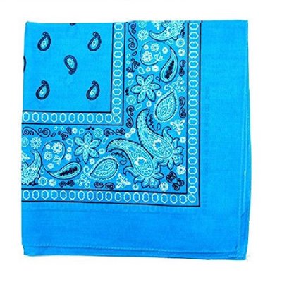 Turquoise Blue Paisley Bandanna 22" Square Standard 100% Cotton 12 PACK 1925DZ