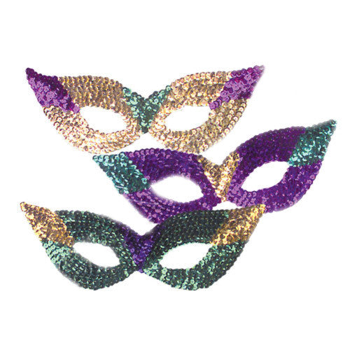 12 PACK Sequin Cat Eye Mardi Gras Masks 1830