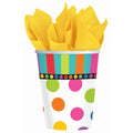 Paper Cups 60th Birthday 9 oz Dots and Stripes Pattern 3823