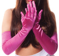 Hot Pink Satin Opera Gloves 23" 1215