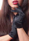 Black Short Satin Gloves 12 PACK 9"  WS1201D
