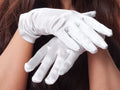White Short Satin Gloves Adult  9" 1202