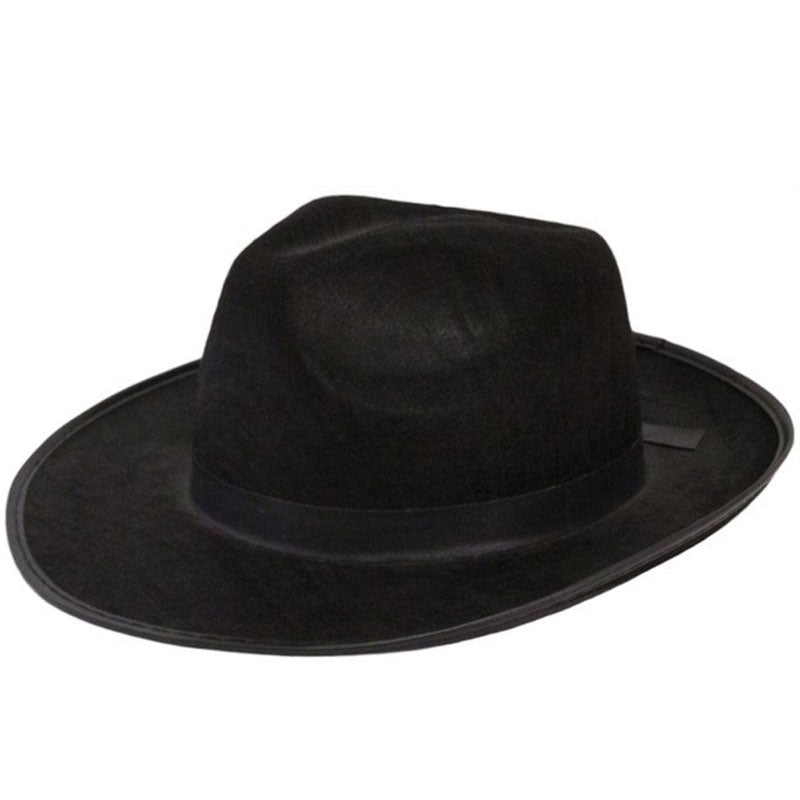 Mens Wide Brim Fedora Hats | Black Wide Brim Hat | Flat Brim Fedora