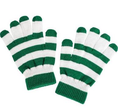 St. Patricks Day  Green/White Striped Magic Gloves 12 PACK