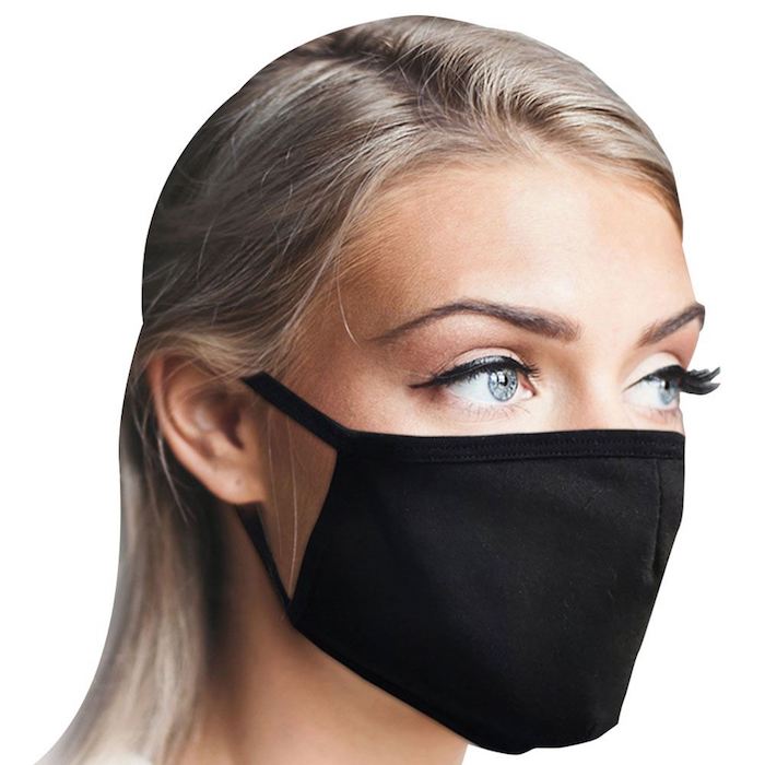 Cotton Face Masks | Adult or Child Size Black Black Double Ply Soft Cotton 12 PACK 70001FMB
