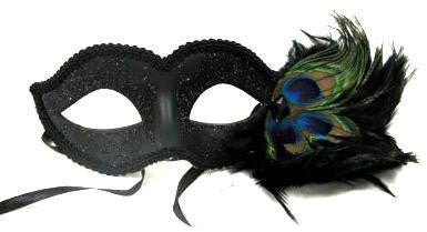12 PACK Masquerade Venetian Masks Bulk |  with Peacock Feathers 1846D