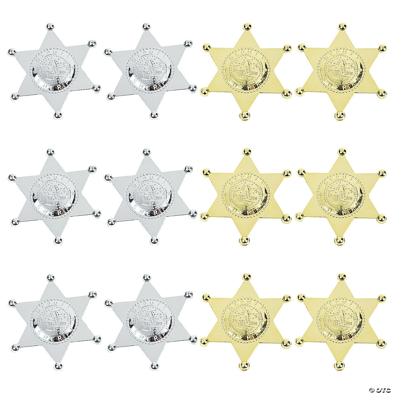 Sheriff Badge Silver/ Gold Mix 12 PACK 9006M