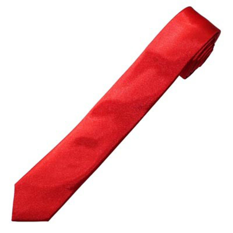 Red Satin Skinny Narrow Tie 2.25" Wide Standard 1274